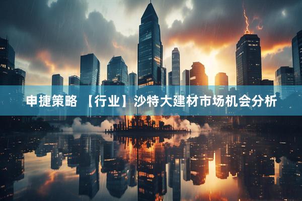申捷策略 【行业】沙特大建材市场机会分析