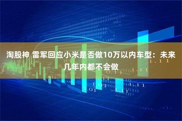 淘股神 雷军回应小米是否做10万以内车型：未来几年内都不会做